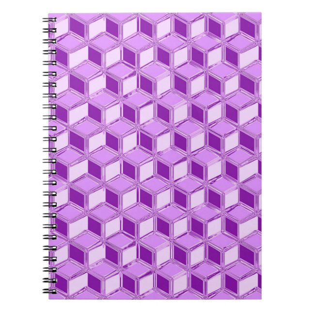 Chrome 3-d boxes - violet purple spiral notebook (Front)