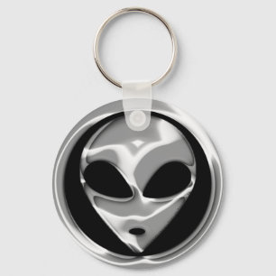 CHROME ALIEN HEAD KEY RING
