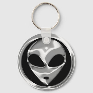 CHROME ALIEN HEAD KEY RING