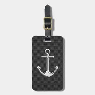 Chrome Anchor on Carbon Fibre Luggage Tag