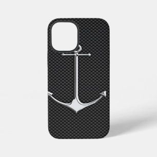 Chrome Anchor on Carbon Fibre Nautical Lifestyle iPhone 12 Mini Case