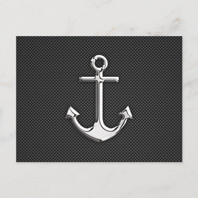 Chrome Anchor on Carbon Fibre Postcard (Front)