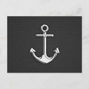 Chrome Anchor on Carbon Fibre Postcard