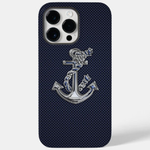 Chrome Anchor on Carbon Fibre Print Case-Mate iPhone 14 Pro Max Case