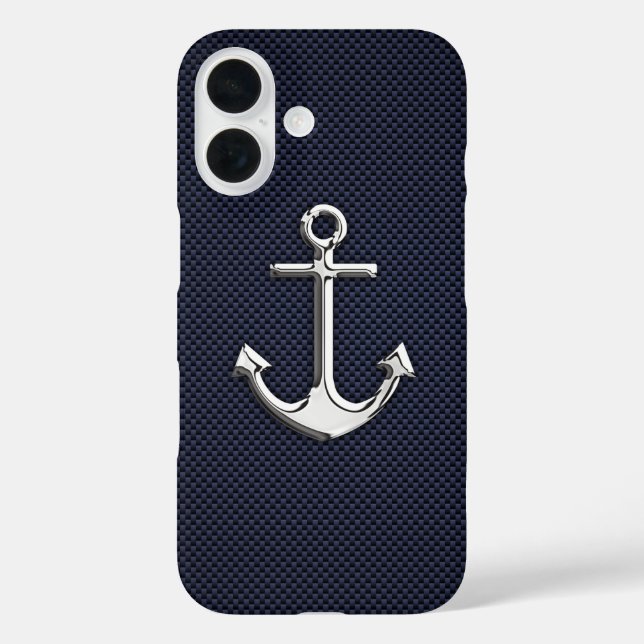 Chrome Anchor on Carbon Fibre Print Case-Mate iPhone Case (Back)