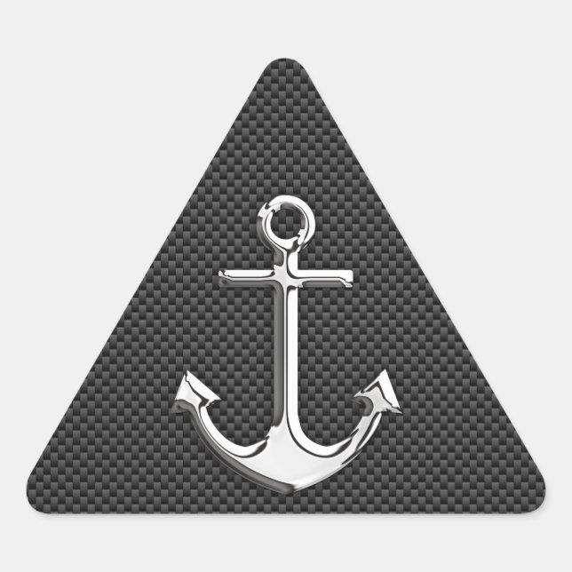 Chrome Anchor on Carbon Fibre Triangle Sticker (Front)