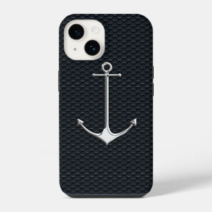 Chrome Anchor on Honeycombs Nautical Lifestyle iPhone 14 Case