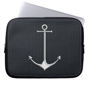 Chrome Anchor on Honeycombs Nautical Lifestyle Laptop Sleeve