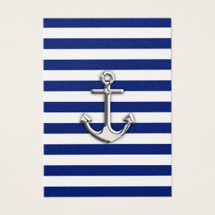 Chrome Anchor on Navy Stripes