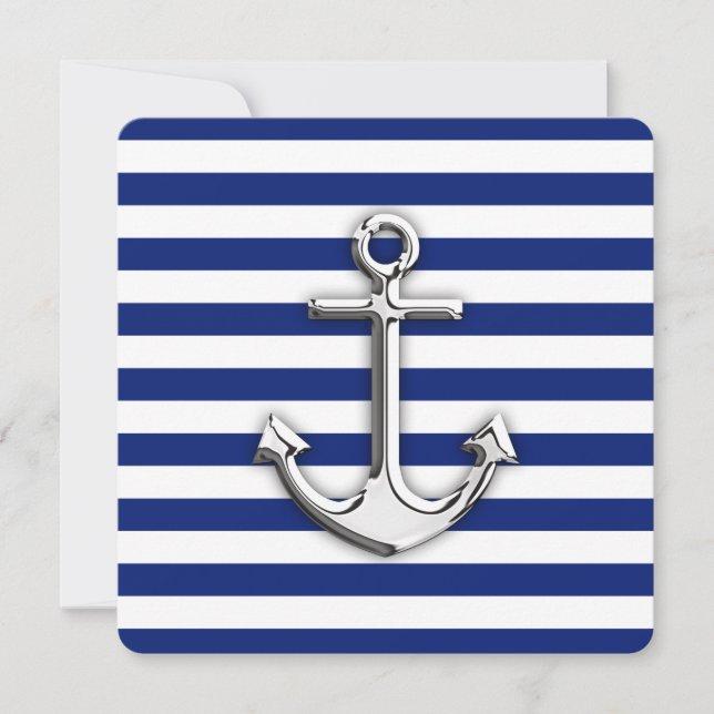 Chrome Anchor on Navy Stripes (Front)