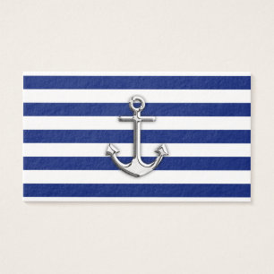 Chrome Anchor on Navy Stripes