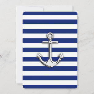 Chrome Anchor on Navy Stripes