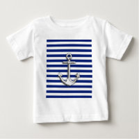 Chrome Anchor on Navy Stripes