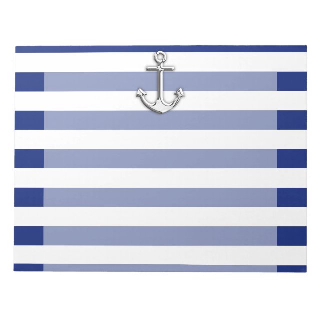 Chrome Anchor on Navy Stripes Notepad (Front)