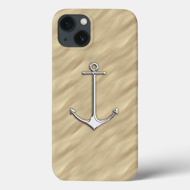 Chrome Anchor on Sandy Beach Print Case-Mate iPhone Case (Back)