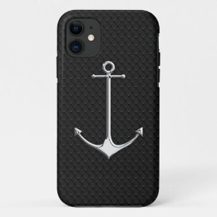 Chrome Anchor on Snake Skin Nautical Lifestyle Case-Mate iPhone Case