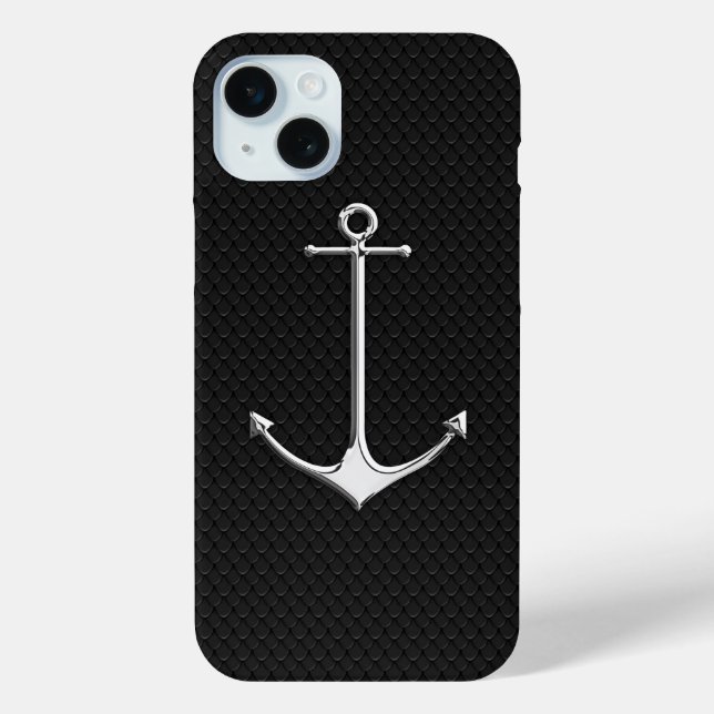 Chrome Anchor on Snake Skin Nautical Lifestyle Case-Mate iPhone Case (Back)