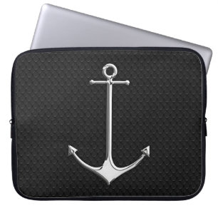 Chrome Anchor on Snake Skin Nautical Lifestyle Laptop Sleeve