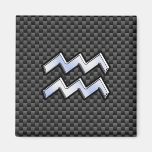 Chrome Aquarius Zodiac Sign Carbon Fiber Styles Magnet