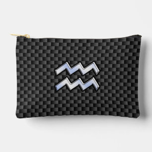 Chrome Aquarius Zodiac Sign Carbon Fibre Styles Accessory Pouch