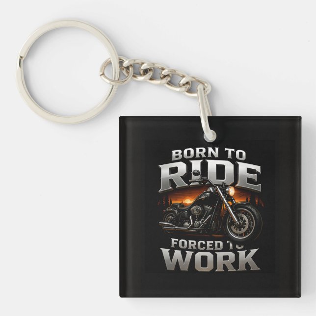 🏍️ Chrome Biker Skull Style For Motorcycle Riders Key Ring (Front)