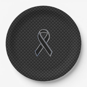 Chrome Black Ribbon Awareness Carbon Fibre Paper Plate
