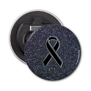 Chrome Black Ribbon Awareness Midnight Blue Bottle Opener