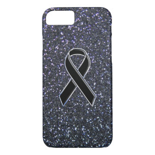 Chrome Black Ribbon Awareness Midnight Blue Case-Mate iPhone Case
