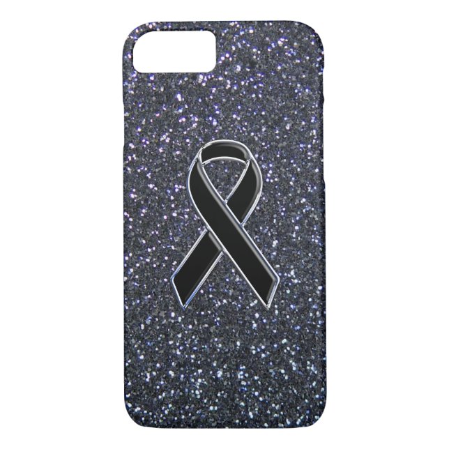 Chrome Black Ribbon Awareness Midnight Blue Case-Mate iPhone Case (Back)