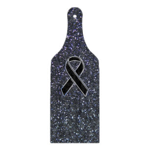 Chrome Black Ribbon Awareness Midnight Blue Cutting Board