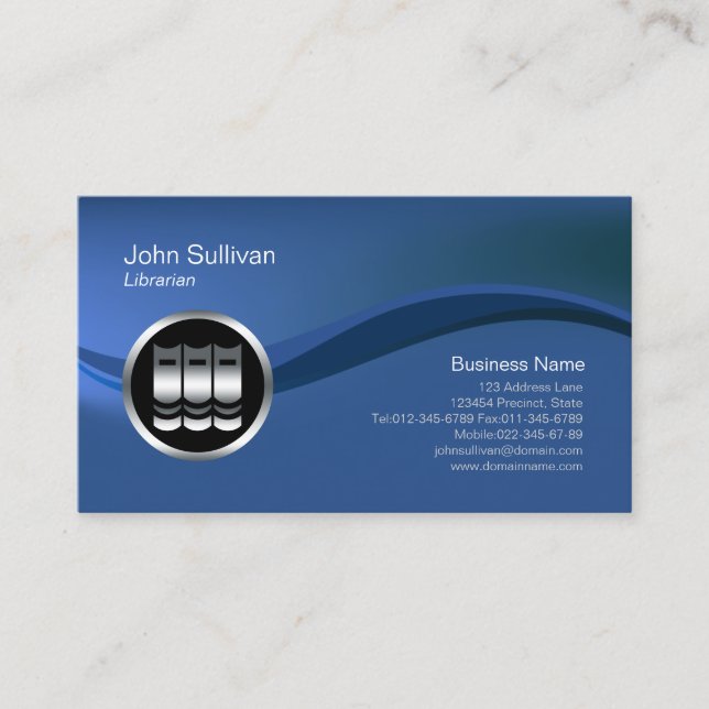 Chrome Books Icon Librarian Business Card (Front)