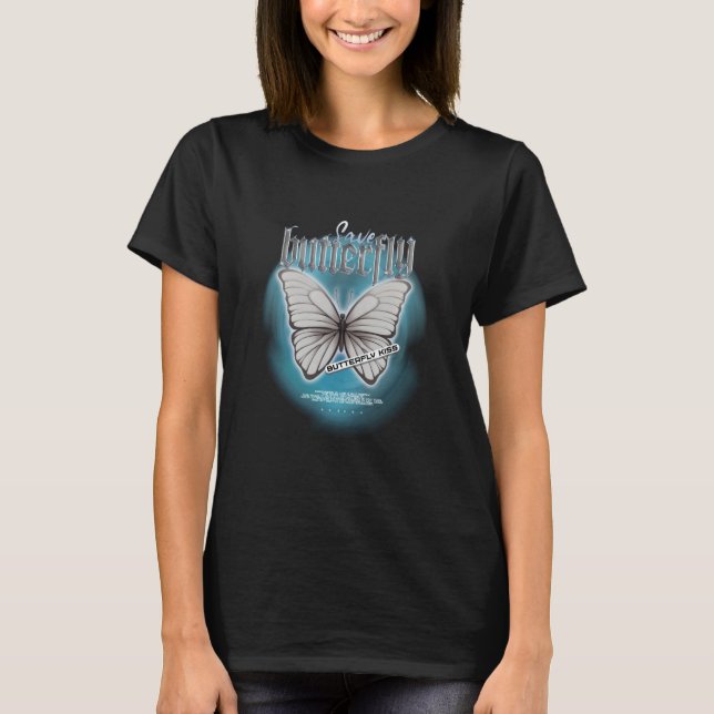 Chrome Butterfly Edgy Aesthetic Streetwear T-Shirt (Front)
