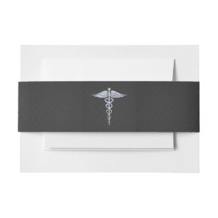Chrome Caduceus Medical Symbol Black Carbon Fibre Invitation Belly Band