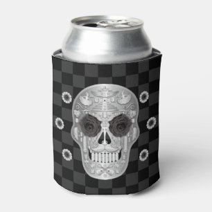 Chrome Calavera (Black Rose) Can Cooler