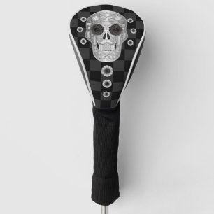 Chrome Calavera (Black Rose) Golf Head Cover