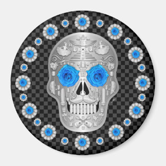 Chrome Calavera (Blue Rose) Magnet