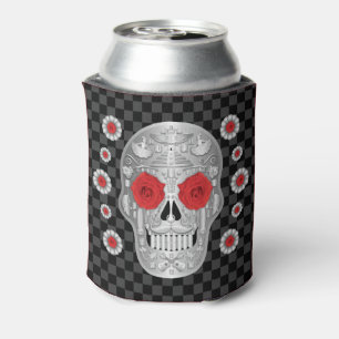 Chrome Calavera (Red Rose) Can Cooler