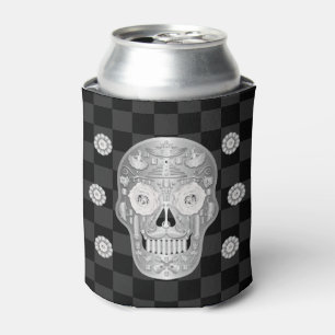 Chrome Calavera (White Rose) Can Cooler