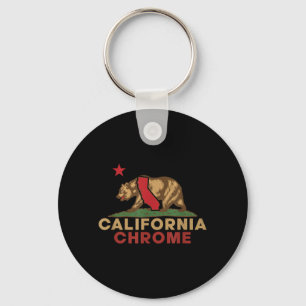 Chrome California Vintage Bear Retro State Pride Key Ring