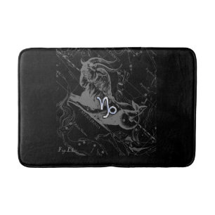 Chrome Capricorn Zodiac Symbol on Hevelius Bath Mat