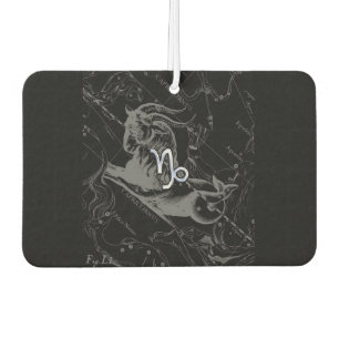 Chrome Capricorn Zodiac Symbol on Hevelius Car Air Freshener