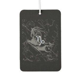 Chrome Capricorn Zodiac Symbol on Hevelius Car Air Freshener