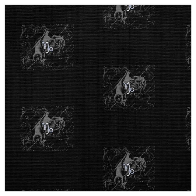 Chrome Capricorn Zodiac Symbol on Hevelius Fabric (Swatch)