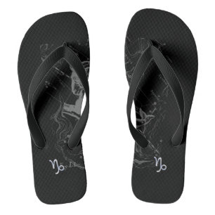 Chrome Capricorn Zodiac Symbol on Hevelius Jandals