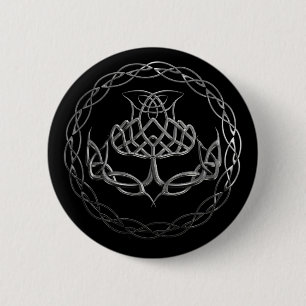Chrome Celtic Knot Thistle 6 Cm Round Badge