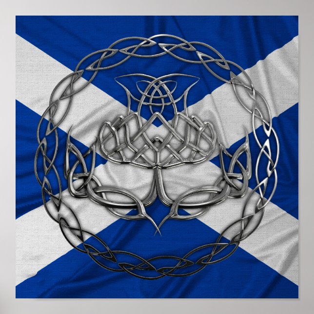 Chrome Celtic Knot Thistle Poster (Front)