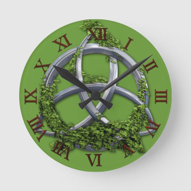 Chrome Celtic Trinity Knot Round Clock (Front)