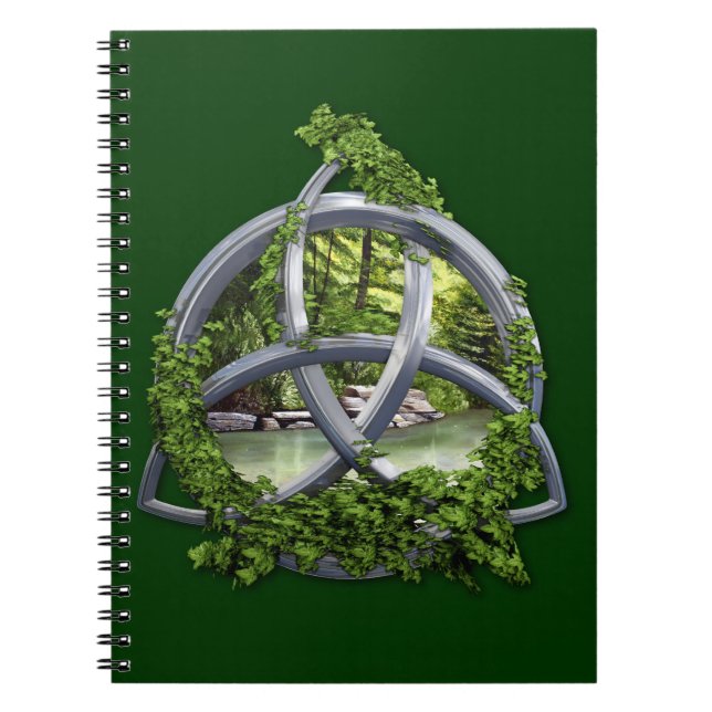 Chrome Celtic Trinity Knot Spiral Notebook (Front)