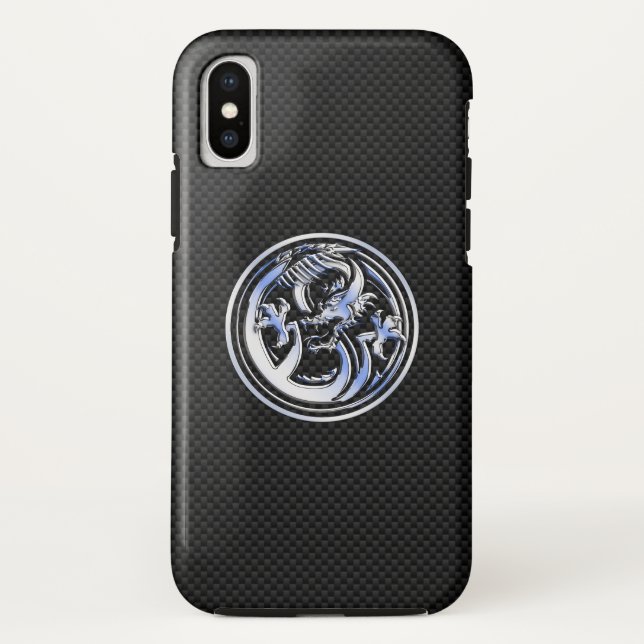Chrome Dragon Crest black Carbon Fiber Print Case-Mate iPhone Case (Back)