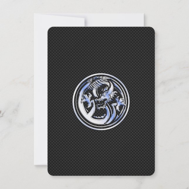 Chrome Dragon Crest on Carbon Fiber Print (Front)